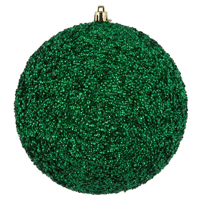 6" Emerald Beaded Ball Drilled 4/Bag