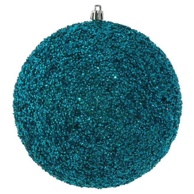 6" Teal Beaded Ball Drilled 4/Bag