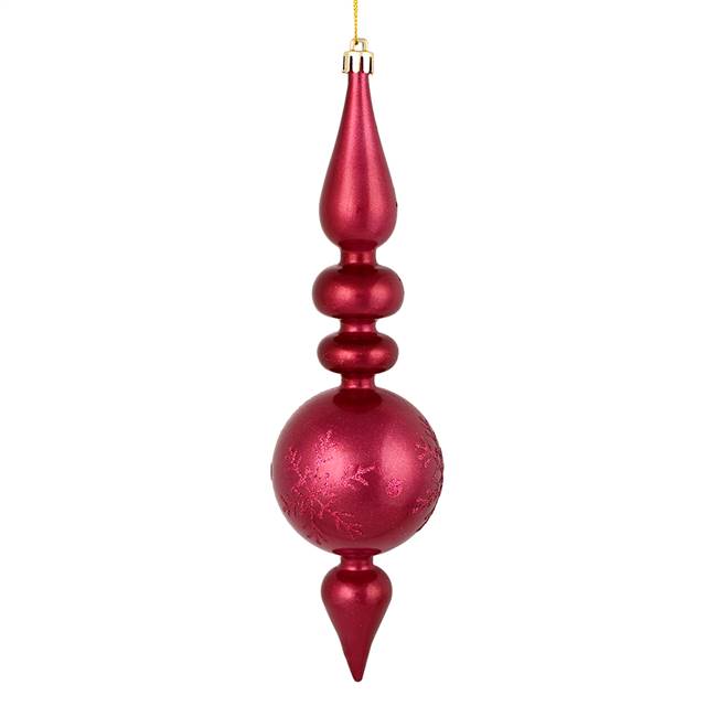 10" Berry Red Candy Snowflake Finial 4Bg