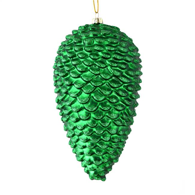 7" Green Matte Glitter Pinecone 4/Bag