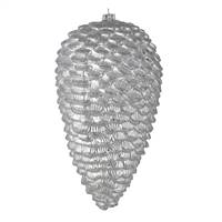 7" Silver Matte Glitter Pinecone 4/Bag