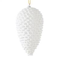 7" White Matte Glitter Pinecone 4/Bag