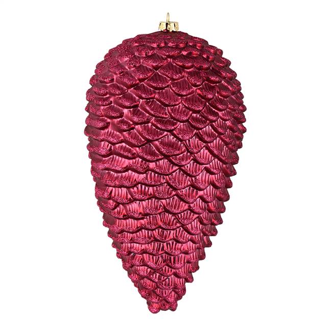 7" Berry Red Matte Glitter Pinecone 4/Bg