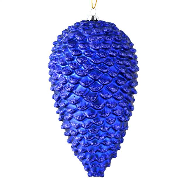 7" Cobalt Blue Matte Glitt Pinecone 4/Bg