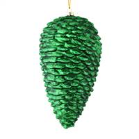 7" Emerald Matte Glitter Pinecone 4/Bag