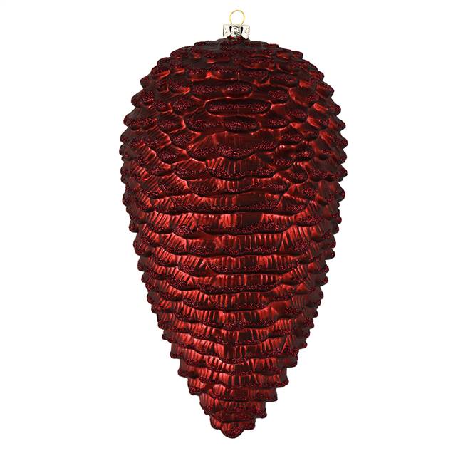 7" Burgundy Matte Glitter Pinecone 4/Bag