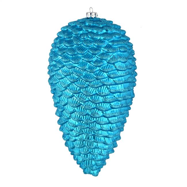 10" Turquoise Matte Glitter Pinecone 2/B