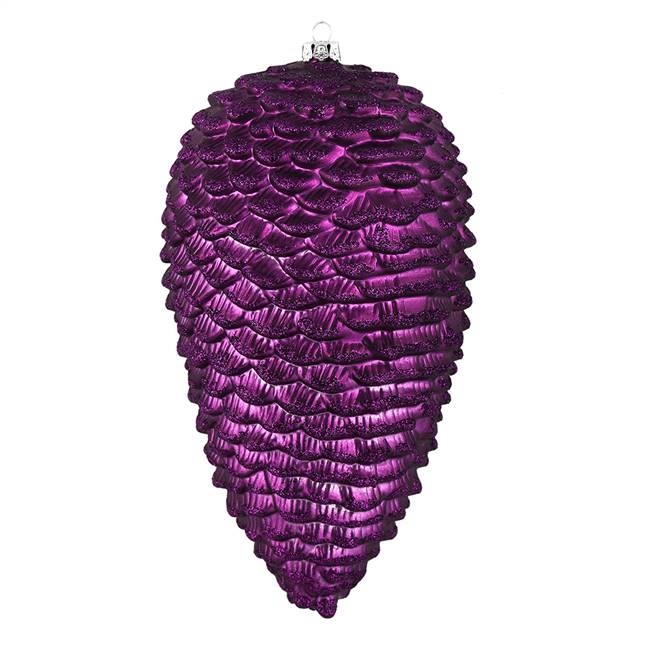 10" Plum Matte Glitter Pinecone 2/Box