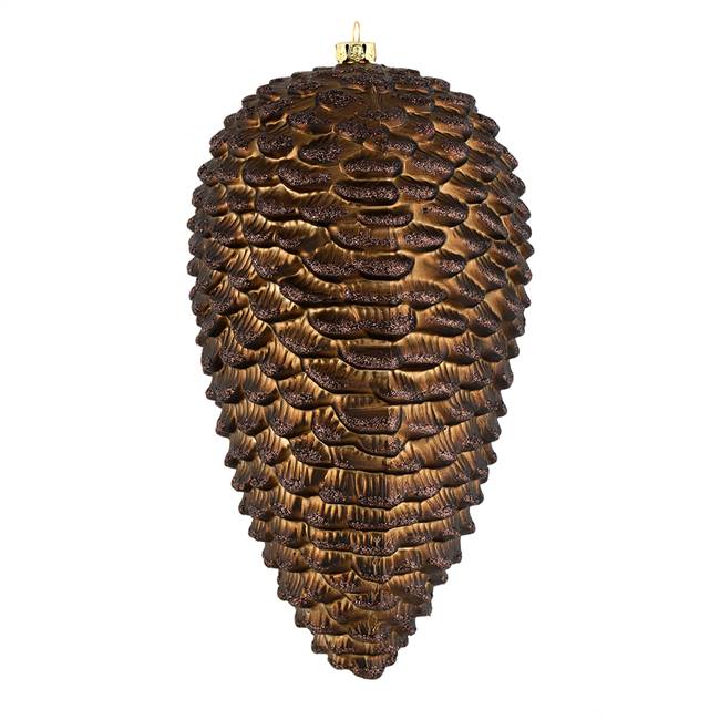 10" Chocolate Matte Glitter Pinecone 2/B