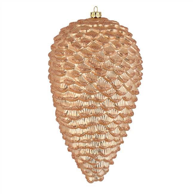 10" Cafe Latte Matte Glitter Pinecone 2/