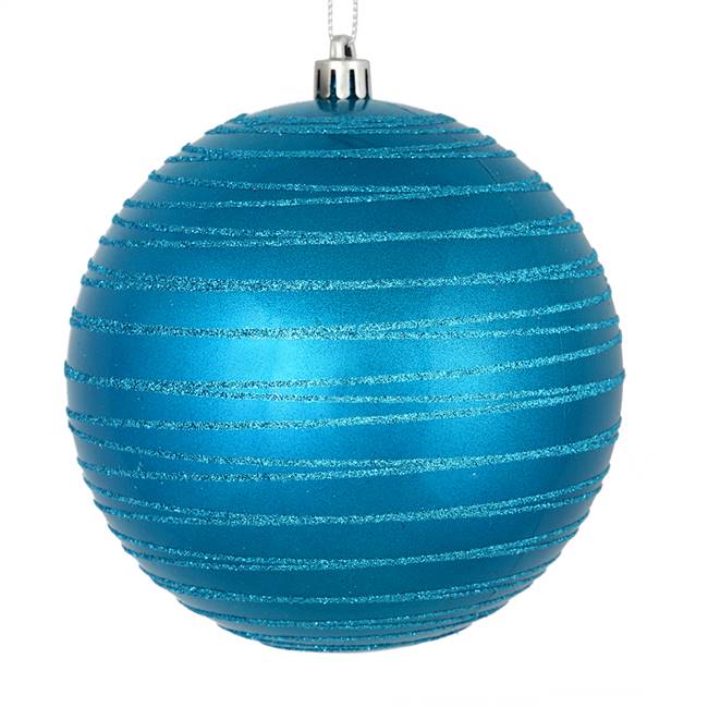 4" Turquoise Candy Glitt Ball 4/Bag