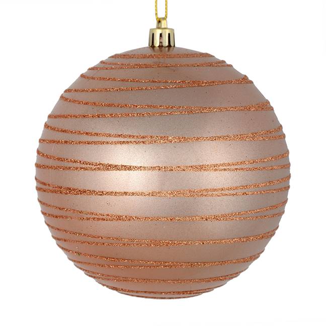 4" Rose Gold Candy Glitter Ball 4/Bag