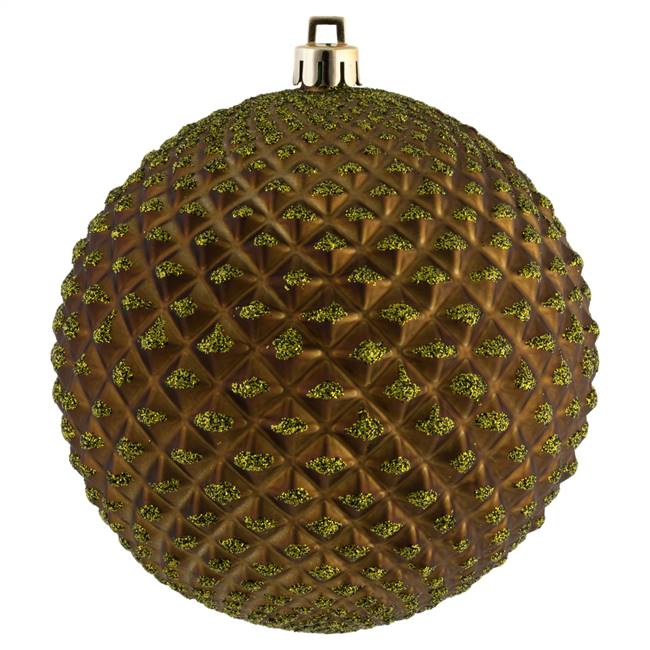 4" Olive Durian Glitter Ball 6/Bag