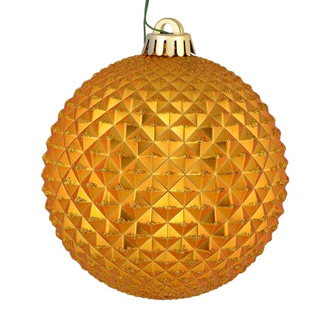 4" Antique Gold Durian Glitter Ball 6/Bg