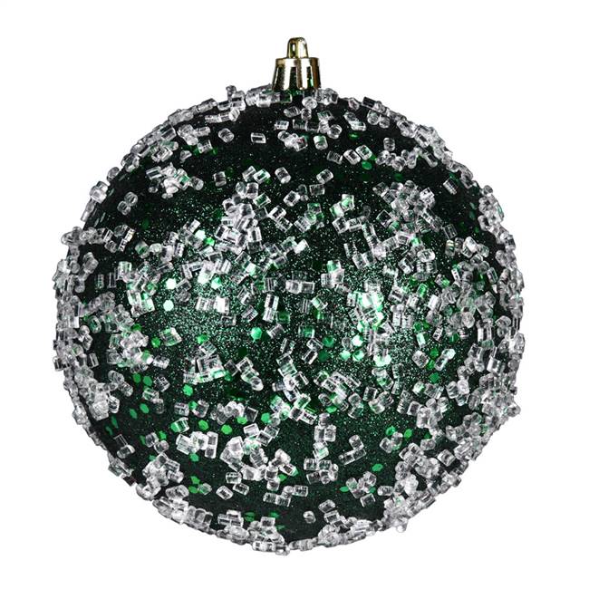 4" Midnt Green Glitter Hail Ball 6/Bag