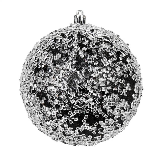 4.75" Black Glitter Hail Ball 4/Bag