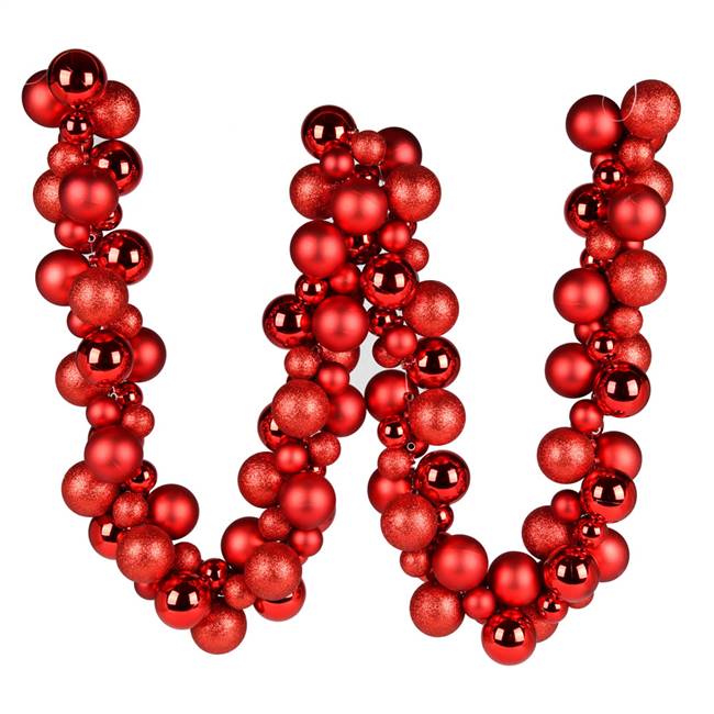 6' Red Asst Orn Ball Garland