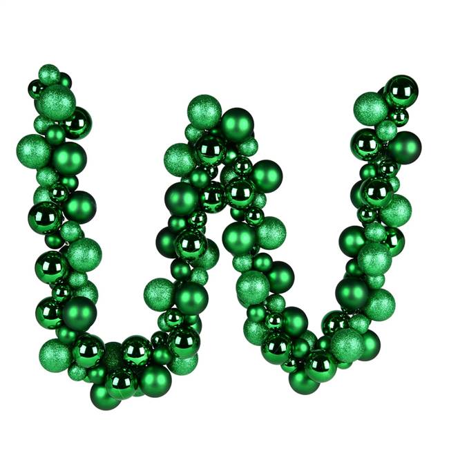 6' Green Asst Orn Ball Garland