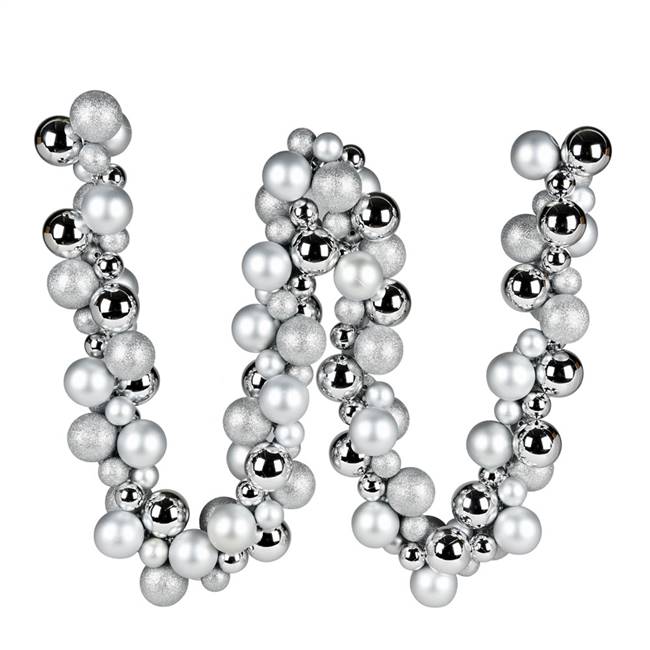 6' Silver Asst Orn Ball Garland