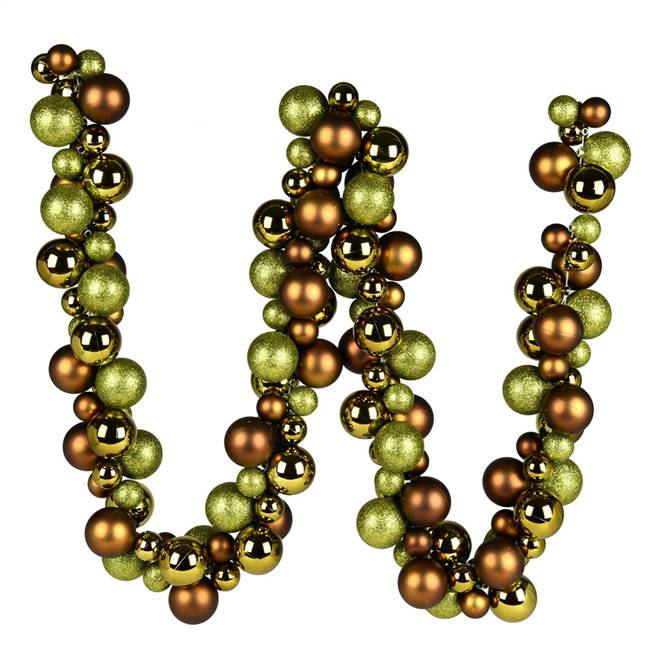 6' Olive Asst Orn Ball Garland