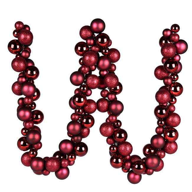 6' Wine Asst Orn Ball Garland