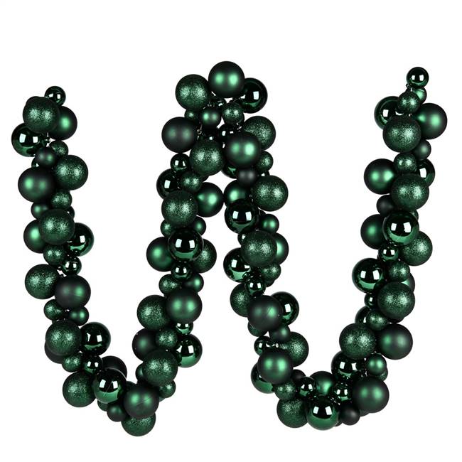 6' Midnight Green Asst Orn Ball Garland