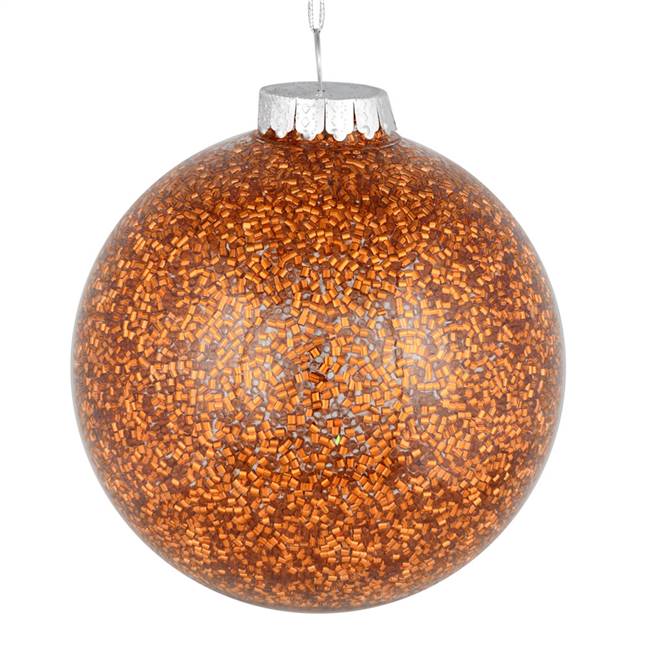 6" Copper Tinsel Clear Ball Orn 4/Bag