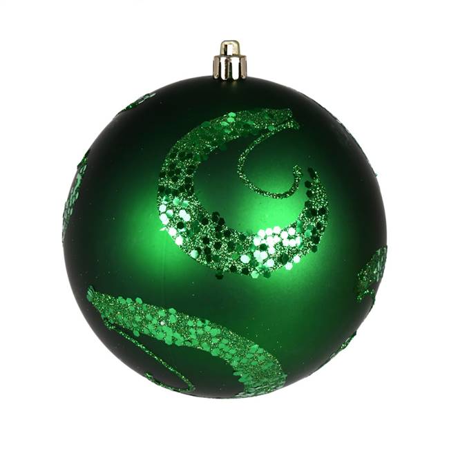 6" Green Matte Sequin Ball 4/Bag