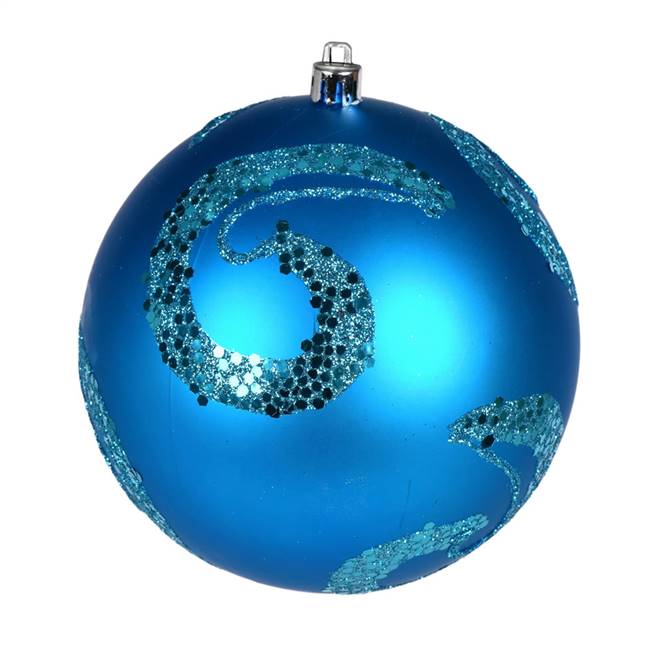 6" Turquoise Matte Sequin Ball 4/Bag