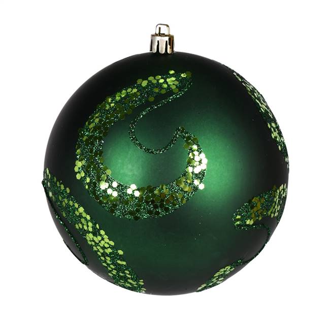 6" Emerald Matte Sequin Ball 4/Bag