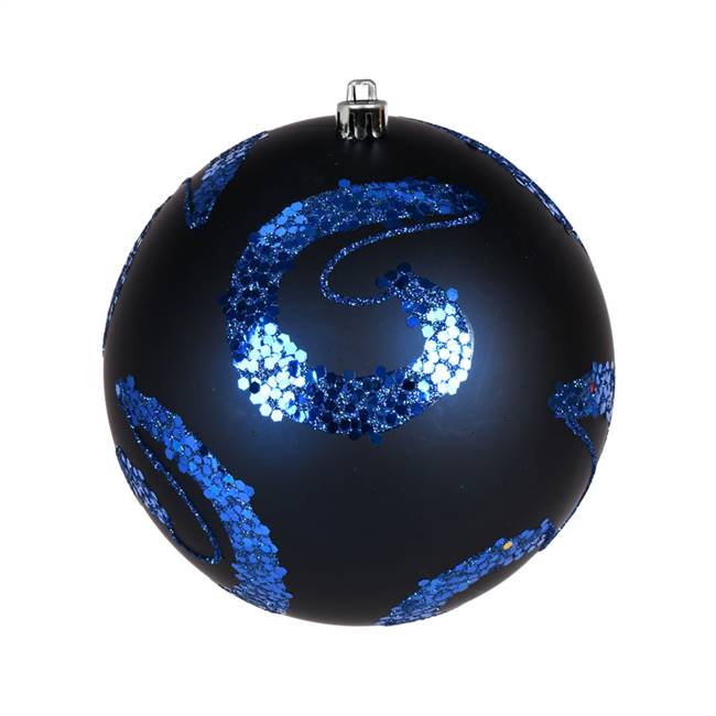 6" Midnight Blue Matte Sequin Ball 4/Bag