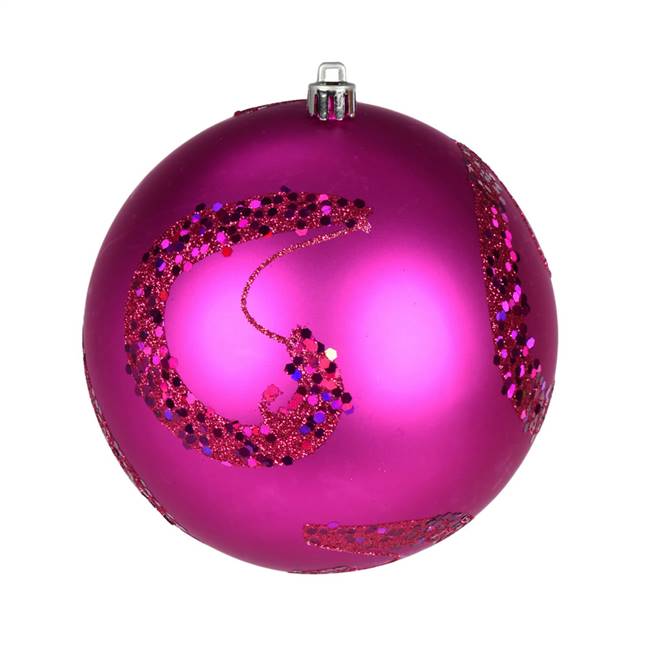 6" Fuchsia Matte Sequin Ball 4/Bag