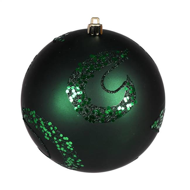 6" Midnight Green Matte Sequin Ball 4/Ba