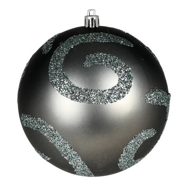 6" Pewter Matte Sequin Ball 4/Bag