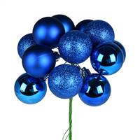 12" Blue Ball Ornament Pick 4/Bg