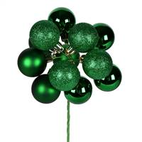 12" Green Ball Ornament Pick 4/Bg