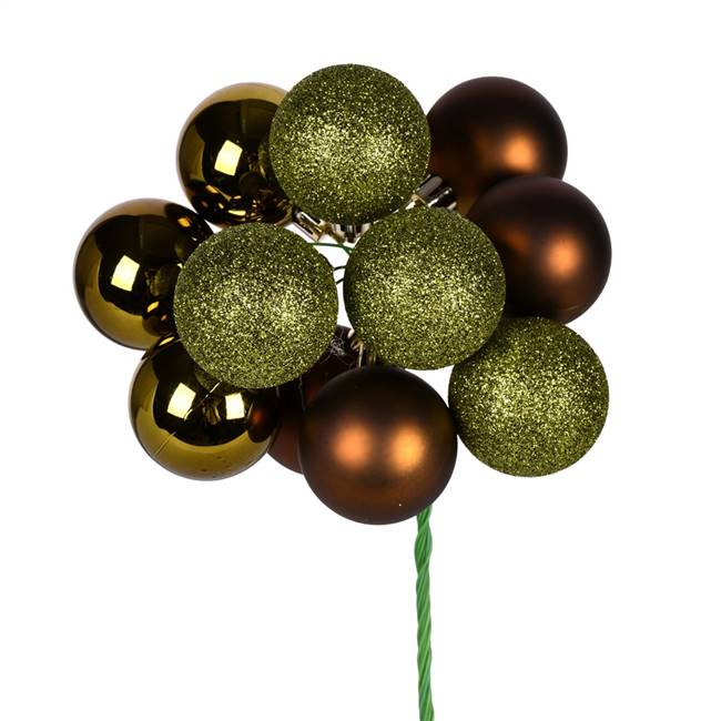 12" Olive Ball Ornament Pick 4/Bg