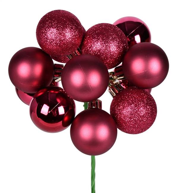 12" Berry Red Ball Ornament Pick 4/Bg