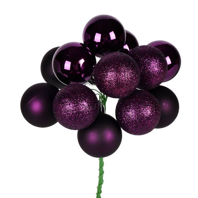 12" Plum Ball Ornament Pick 4/Bg