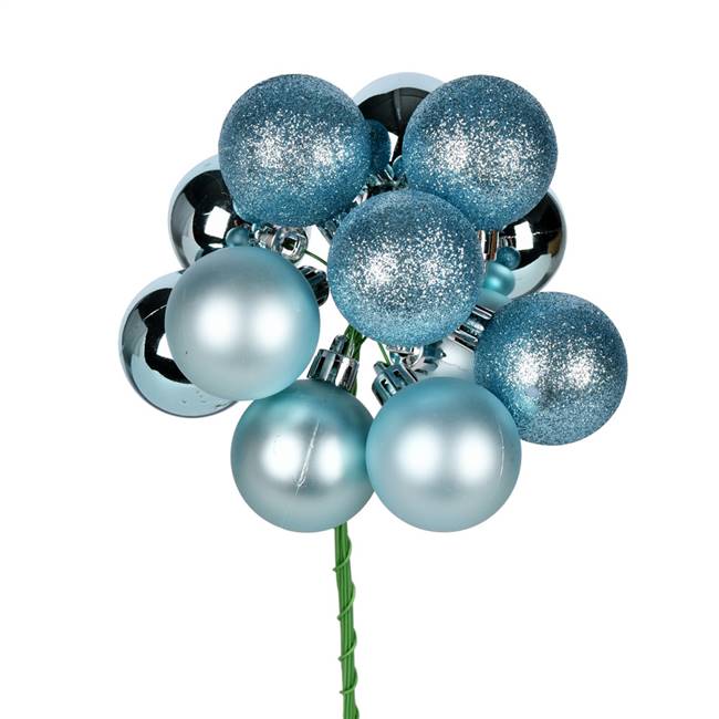 12" Baby Blue Ball Ornament Pick 4/Bg