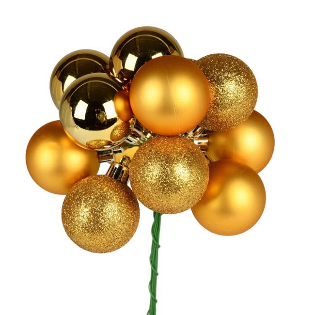 12" Honey Gold Ball Ornament Pick 4/Bg