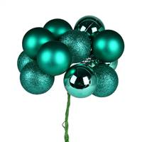 12" Teal Ball Ornament Pick 4/Bg