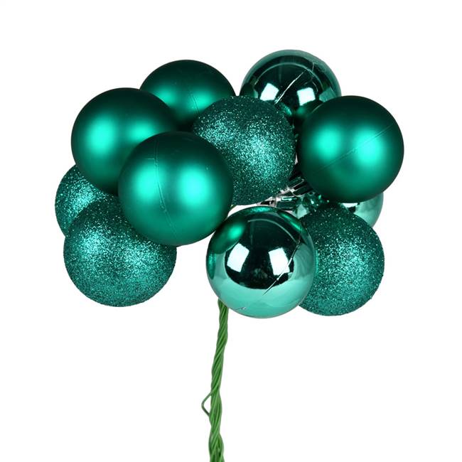 12" Teal Ball Ornament Pick 4/Bg