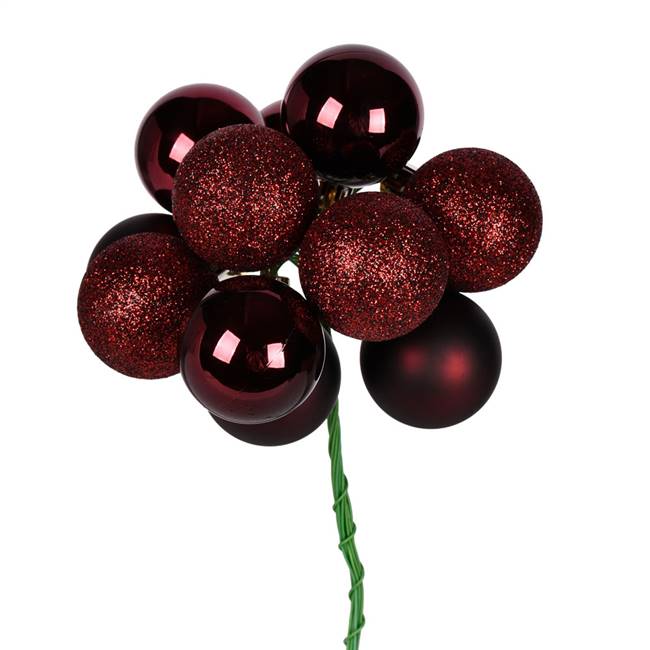 12" Burgundy Ball Ornament Pick 4/Bg