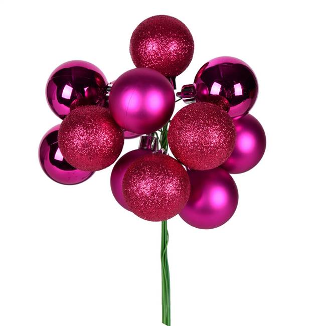 12" Fuchsia Ball Ornament Pick 4/Bg