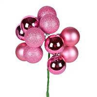 12" Pink Ball Ornament Pick 4/Bg