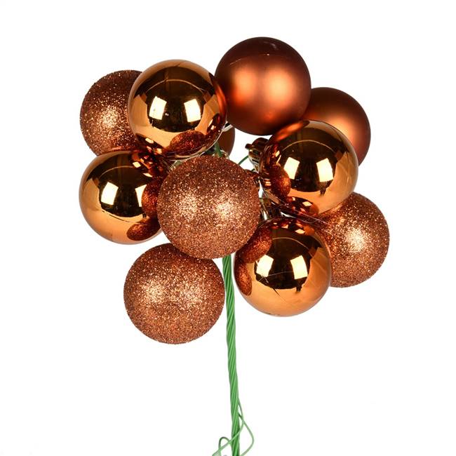 12" Copper Ball Ornament Pick 4/Bg