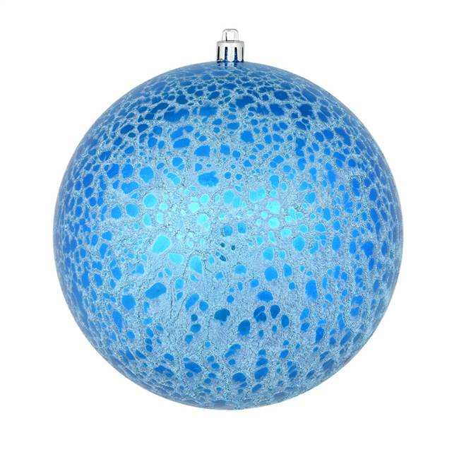 4" Blue Crackle Ball Ornament 6/Bag