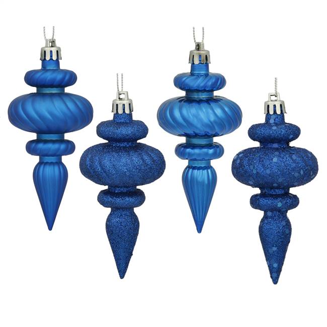 4" Blue Finial 4 Finish Asst 8/Bx