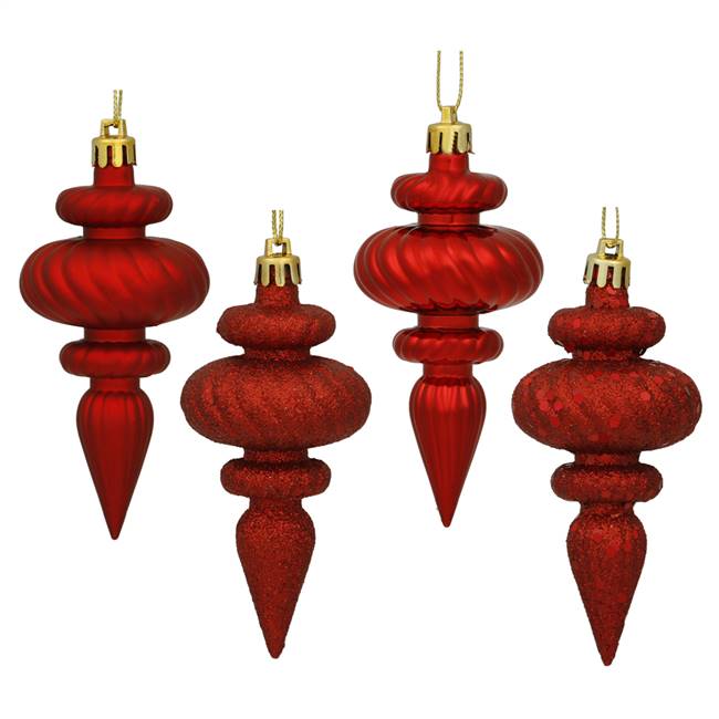 4" Red Finial 4 Finish Asst 8/Bx